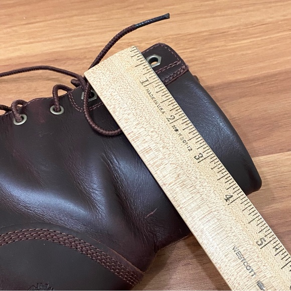 TIMBERLAND A18Z6 Glancy Burgundy Leather Lace-up Heeled Boots Size 7.5 - Picture 8 of 16